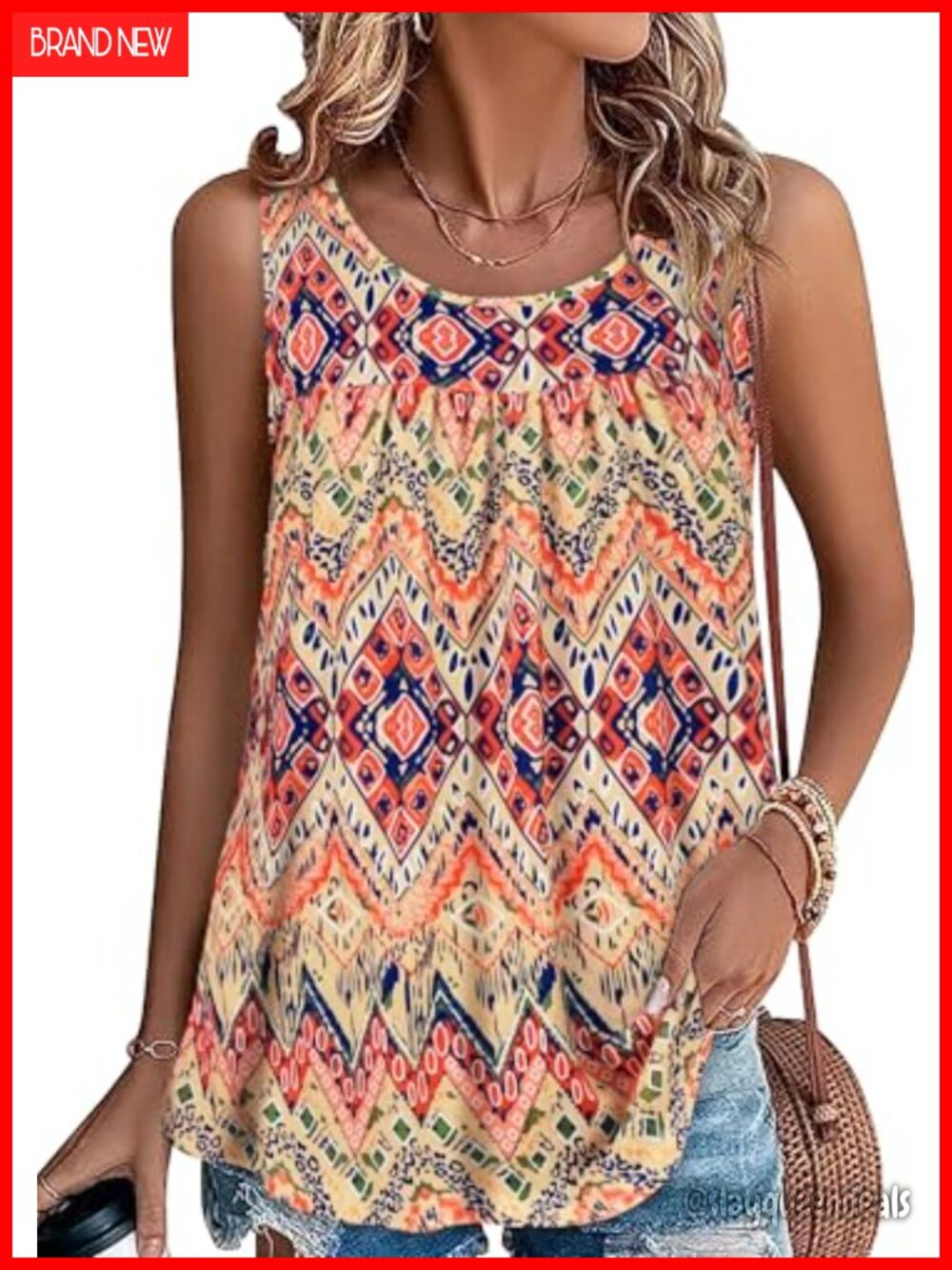 Womens Summer Tank Top Sleeveless Pleated Tunic Blouse Loose Fit Tee